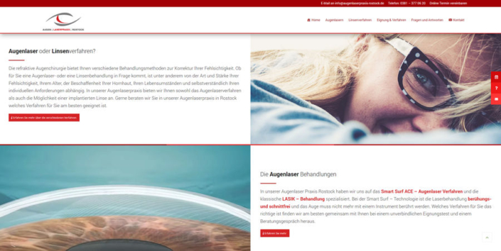 Neues Webdesign für die Augenlaser Praxis in Rostock.
